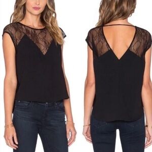 Lovers + Friends Black Emery Lace Sleeveless Top